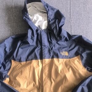 The North Face Men's Blue and Tan/gold Rain jacket